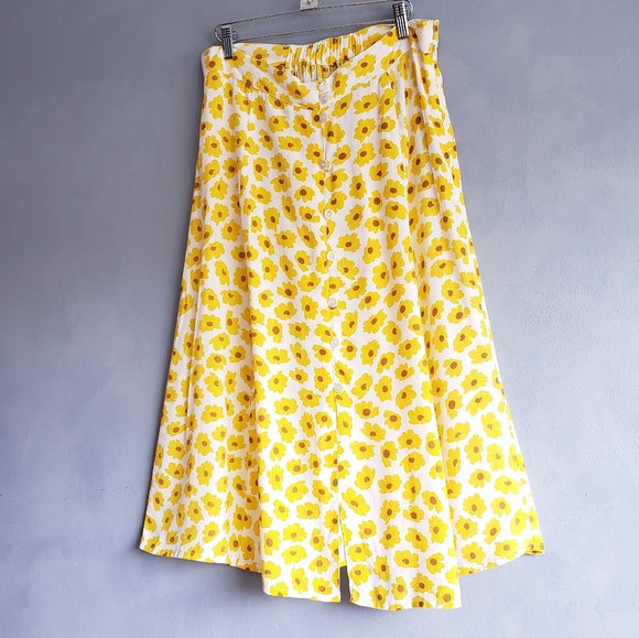 FAITHFULL THE BRAND MARIGOLD PRINT MIDI SKIRT, SIZE, US L - Picture 3 of 14